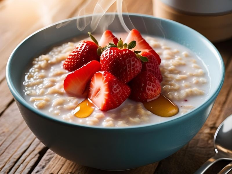 heap breakfast ideas for a budget family of 4, including oatmeal, eggs, pancakes, and toast.