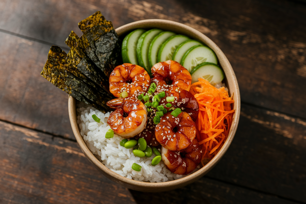 Teriyaki Shrimp Sushi Bowl Recipe